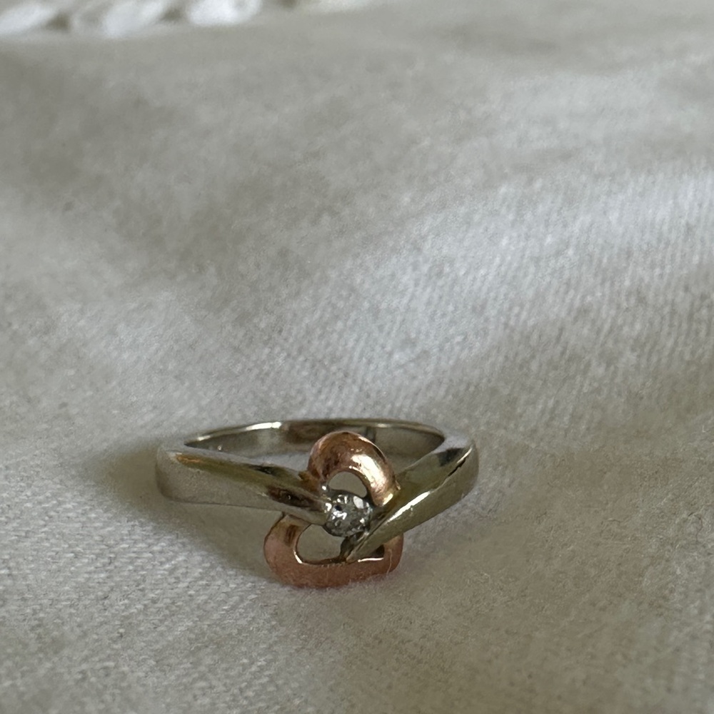 Rose Gold- Diamond- Two-Tone Heart Ring